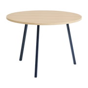 Table ronde en chêne et acier enduit bleu profond 105cm Loop Stand - Hay