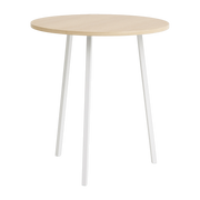 Mesa ronde en roble y acero blanco 90cm Loop Stand - Hay