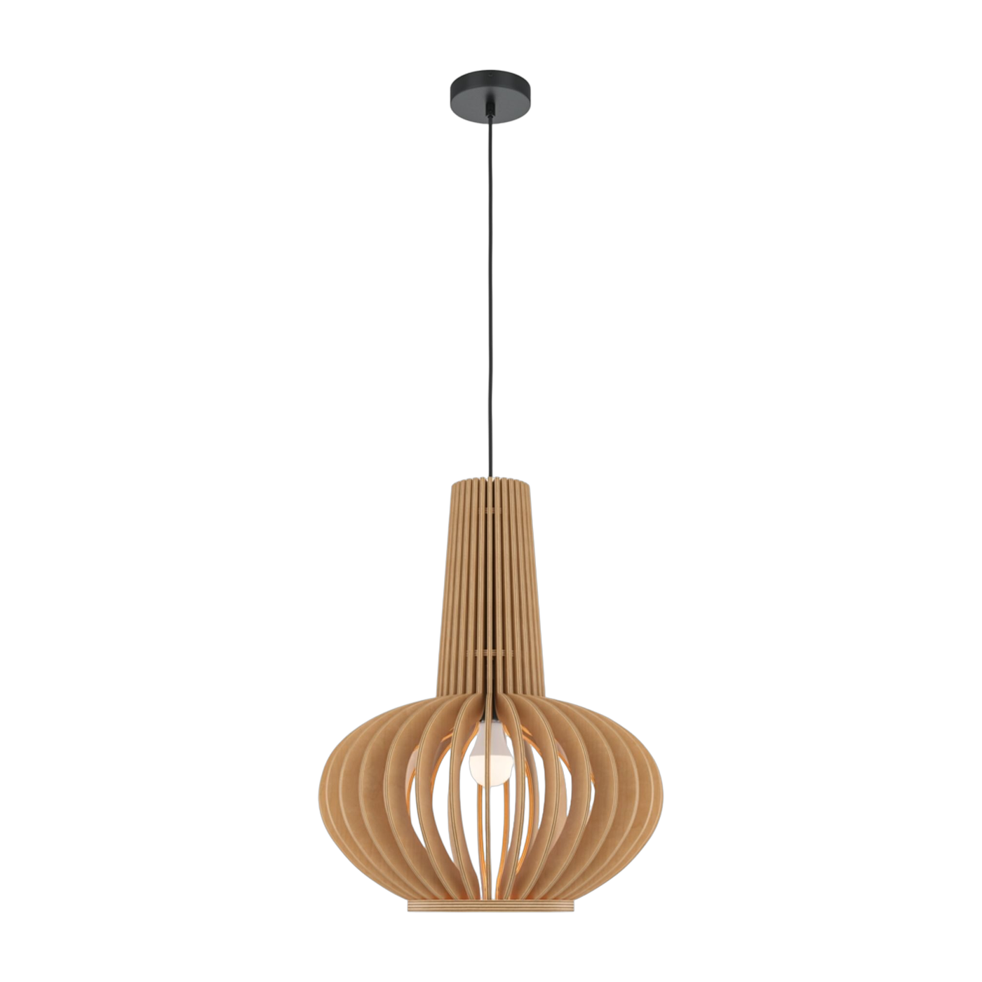 Pantalla de madera contrachapada y metal negro de 35 cm Roots - Maytoni