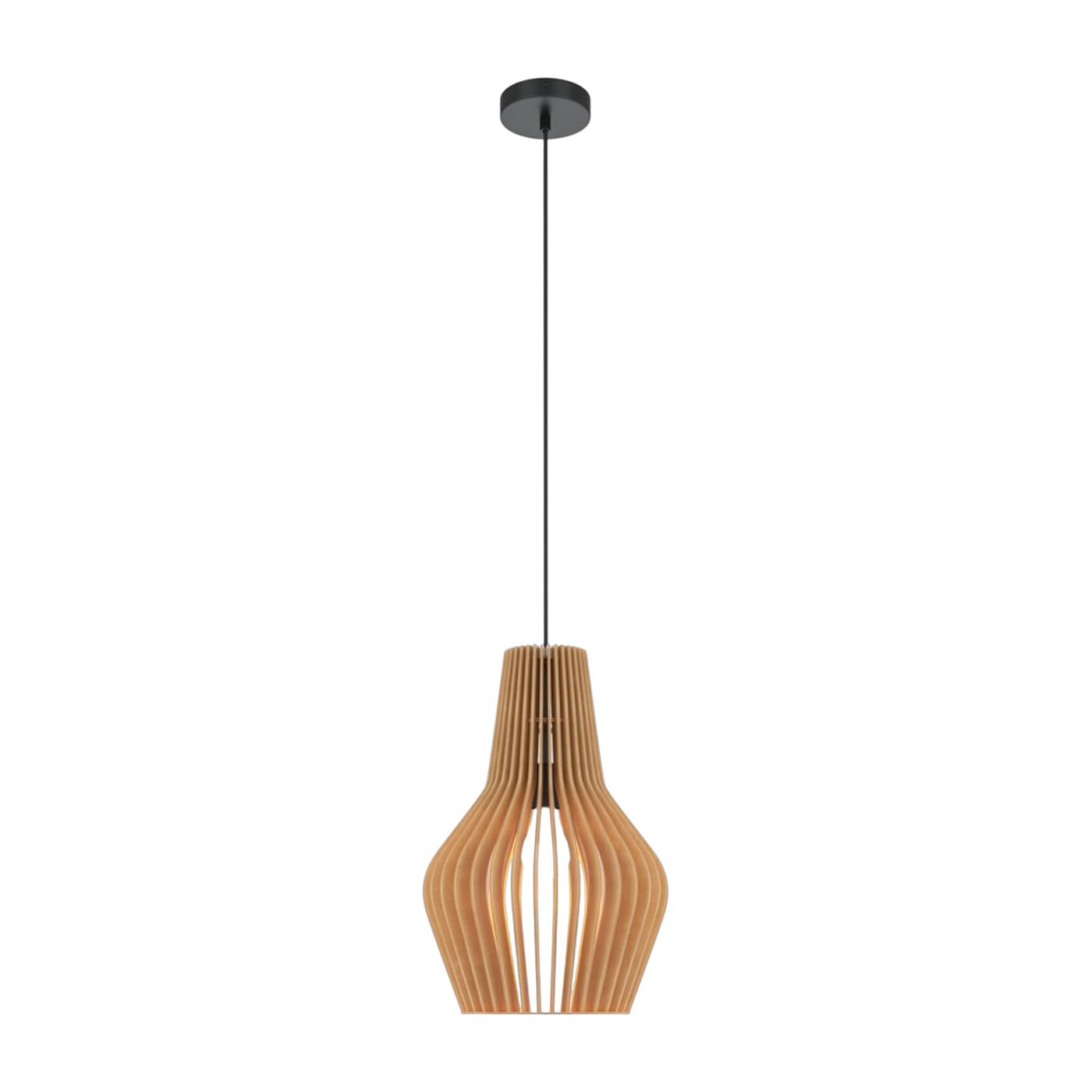 Pantalla colgante de metal negro y madera contrachapada 30cm Roots - Maytoni