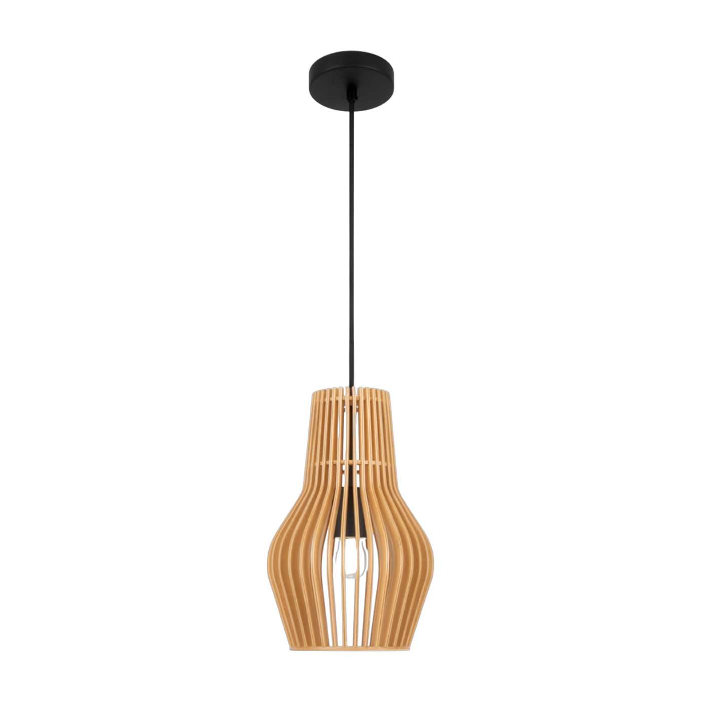 Pantalla colgante de madera contrachapada y metal negro 20cm Roots - Maytoni
