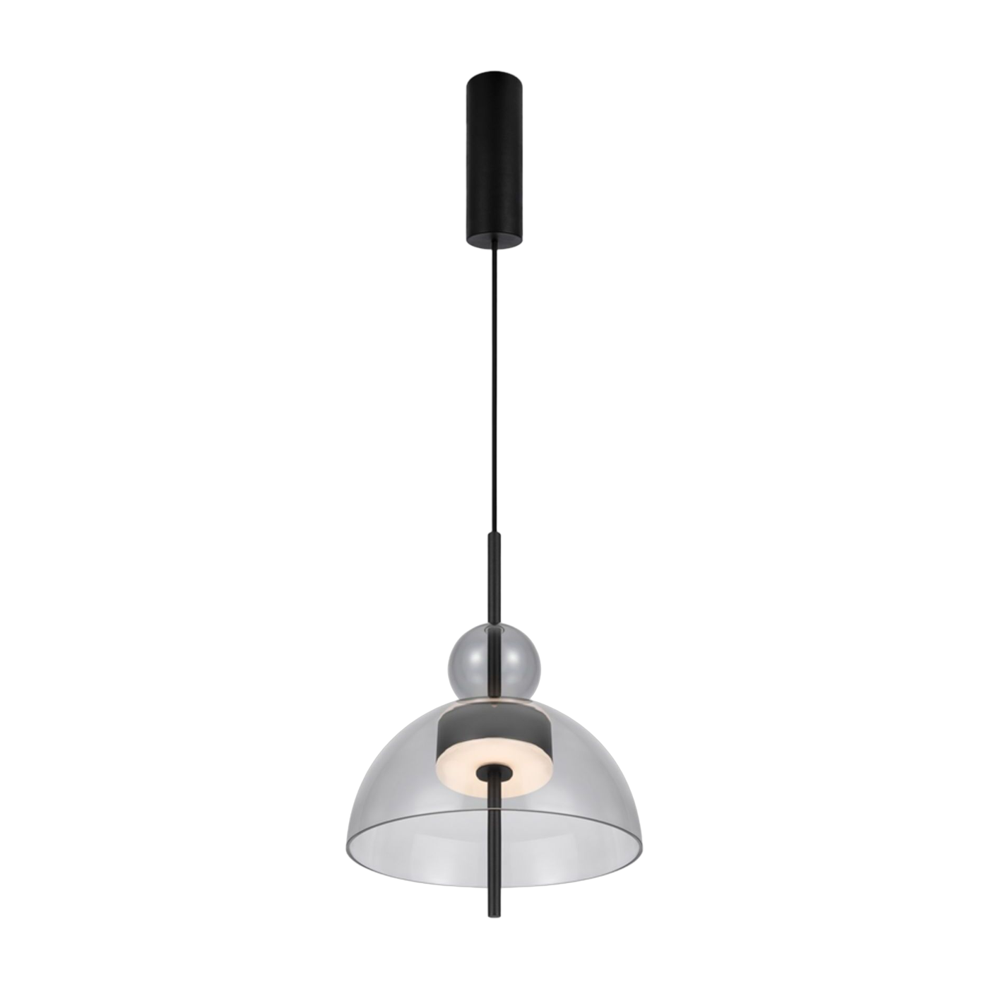 Suspension en verre rond et métal noir 25cm Bangkok - Maytoni