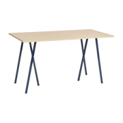 Table haute en chêne et acier bleu profond 180cm Loop Stand - Hay