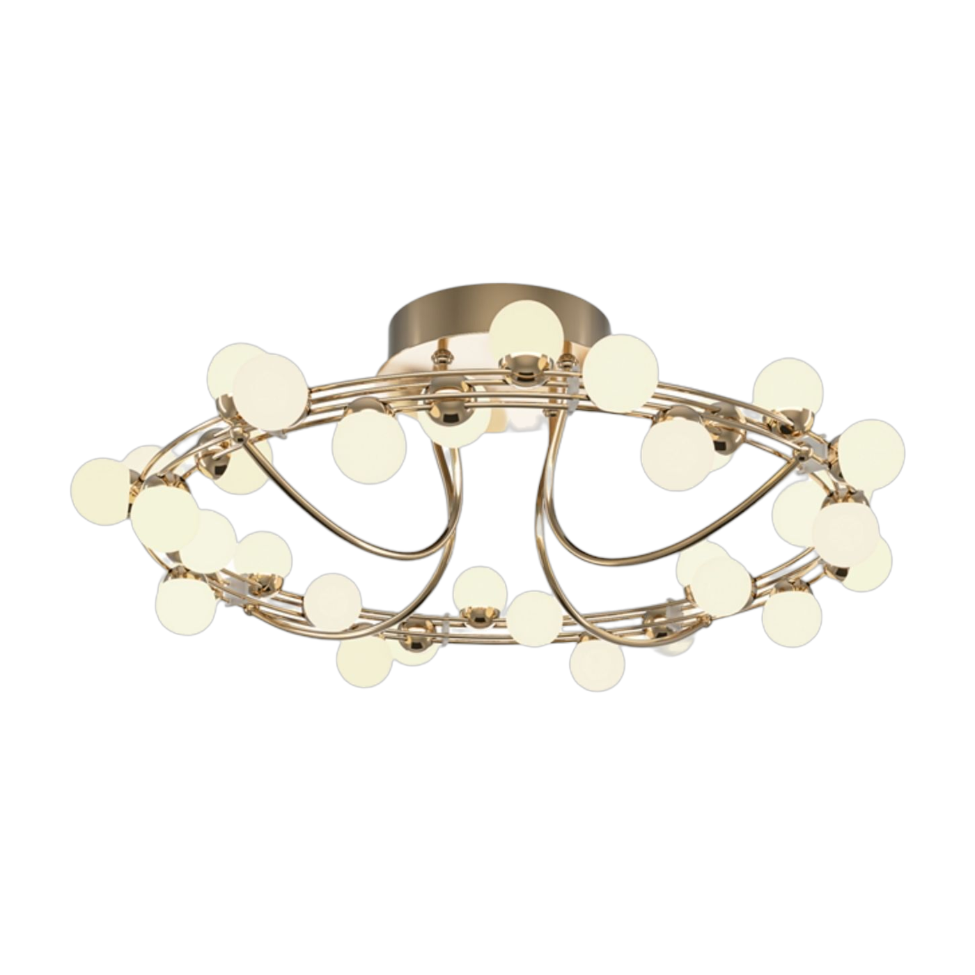 Plafón 60cm Tessara blanco mate y marco metálico dorado - Iluminación Maytoni