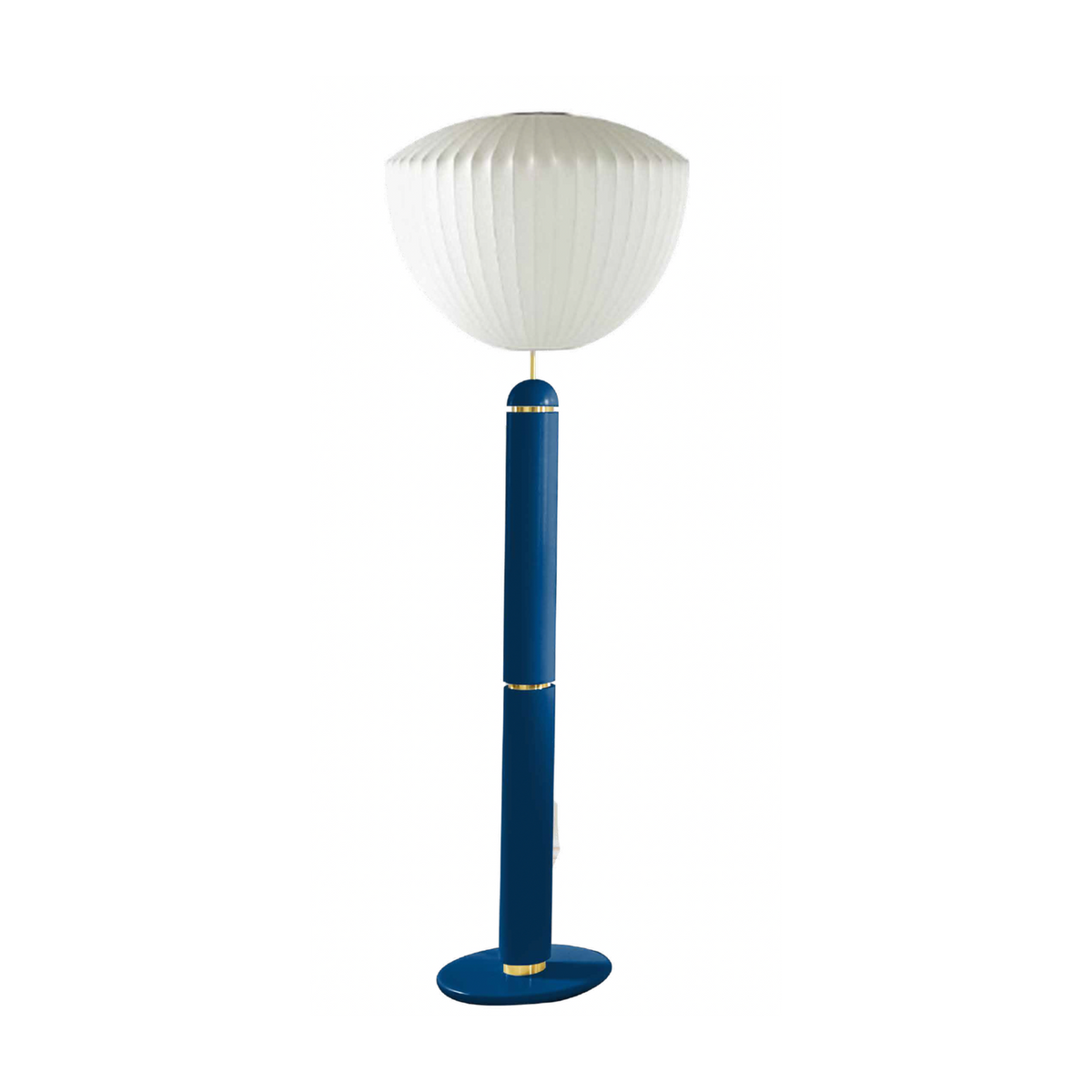 Stehlampe aus nachtblau lackiertem Metall mit Apfelschirm Guimauve -. Cosin Paris
