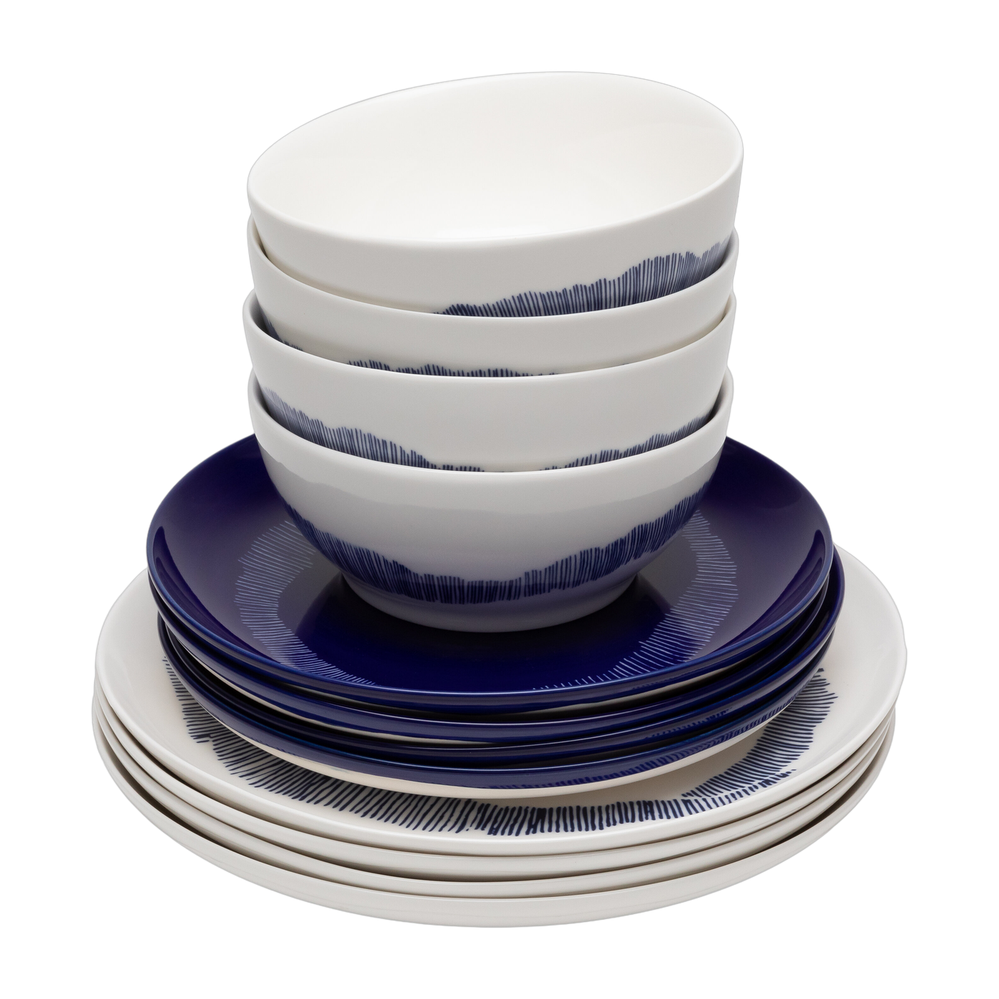 Feast Juego de vajilla de gres de 12 piezas blanco y azul - Serax