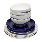 Set di stoviglie in gres bianco e blu Feast 12 pezzi - Serax