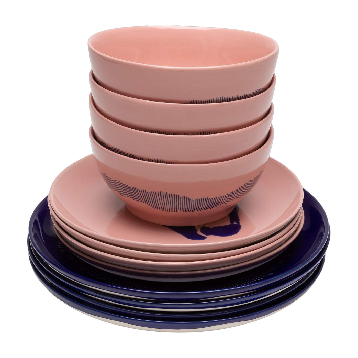 Feast Vajilla de gres azul y rosa de 12 piezas - Serax