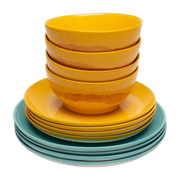 Set di stoviglie Feast da 12 pezzi in gres giallo e blu - Serax
