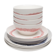 Feast - Vajilla de 12 piezas de gres blanco con rayas rosas Serax