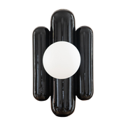 Madeleine black ceramic wall sconce and opaline globe - Cosin Paris
