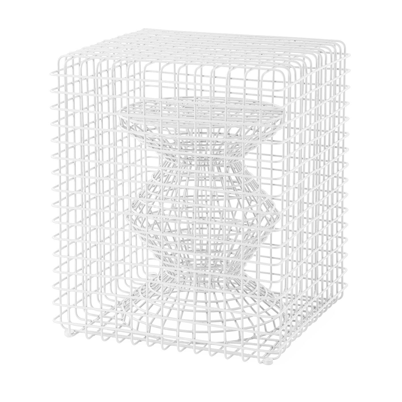 Taburete de metal blanco Zig zag - Pols potten
