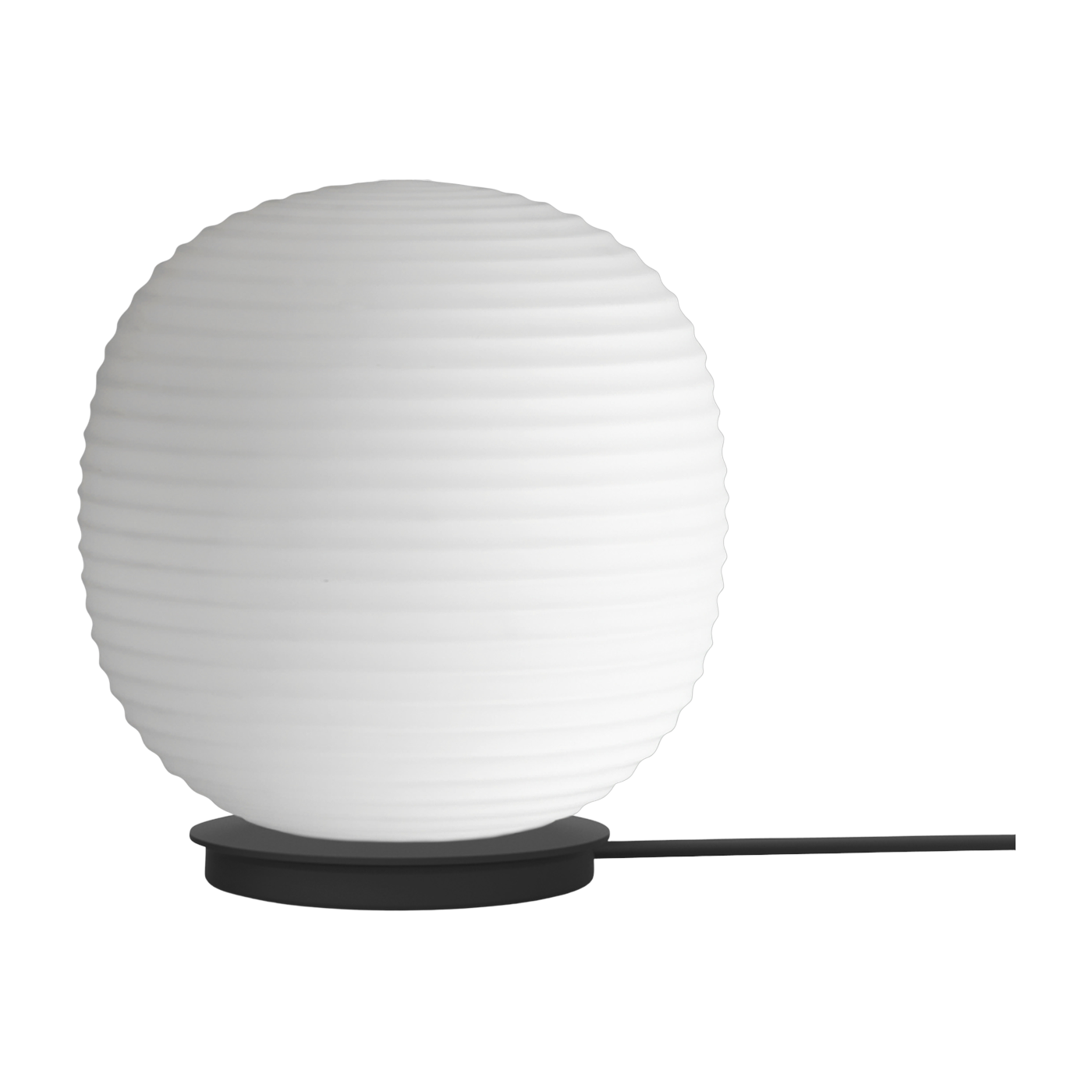 Lampe de table en verre opal blanc et base noir 30cm Lantern - New Works