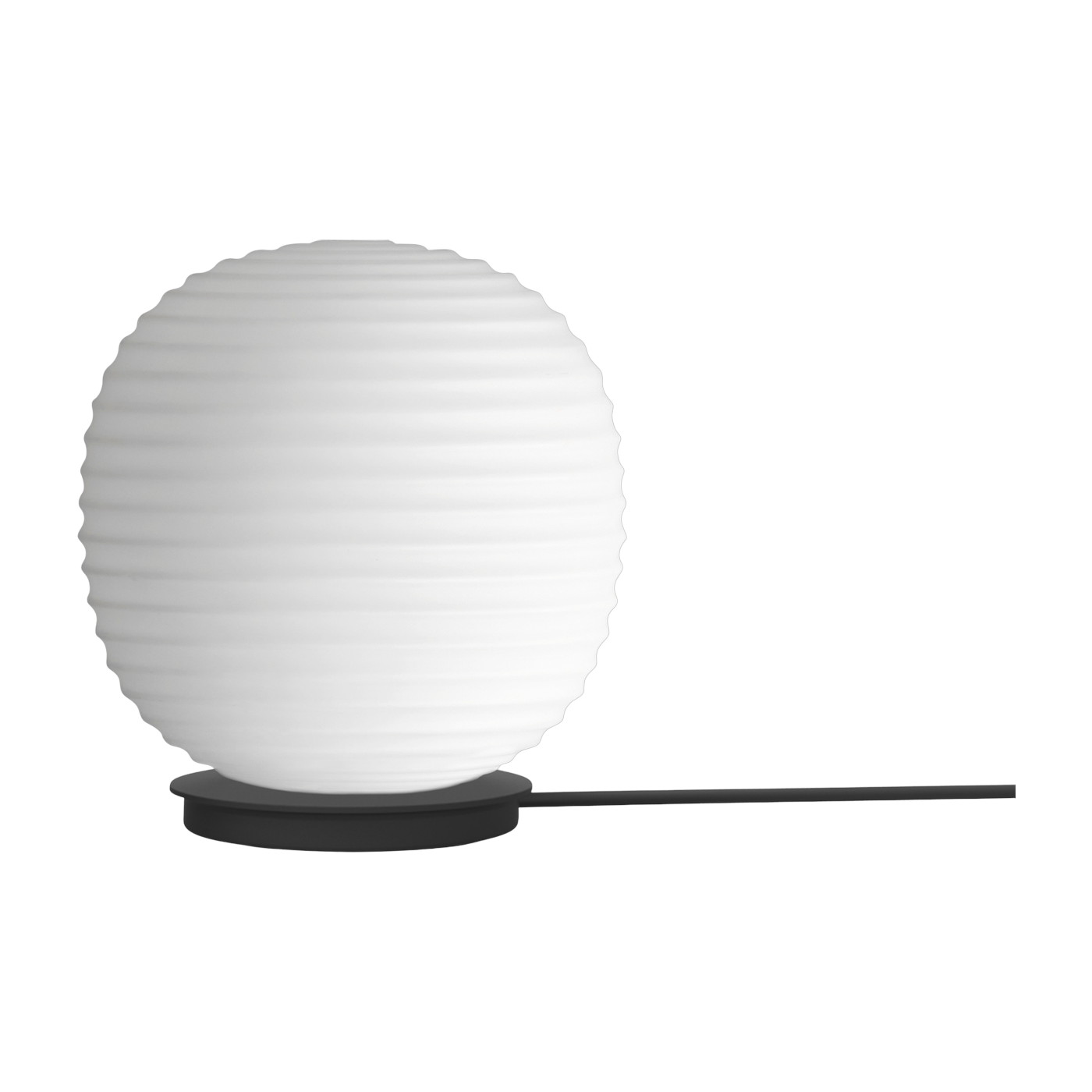 Lampe de table en verre opal blanc et base noir 20cm Lantern - New Works