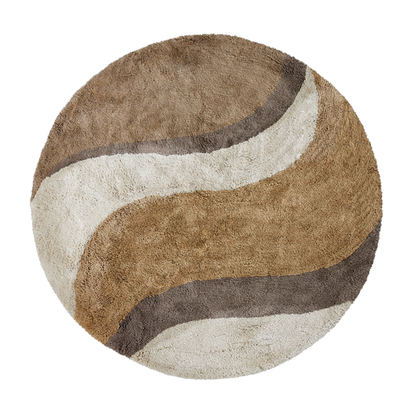 Tapis de bain rond en coton 120cm Natural Waves - HKliving
