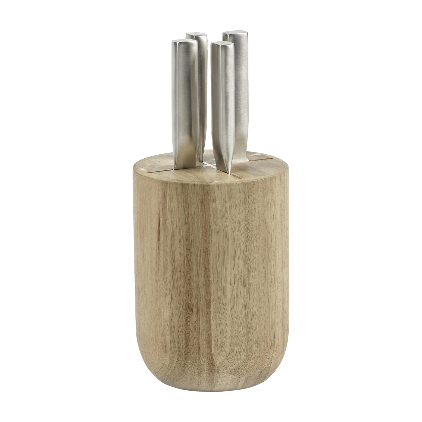 Messerset aus grauem Stahl mit braunem Holzblock 16x16x35cm Base - -. Serax