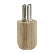 Base Juego de cuchillos de acero gris con bloque de madera marrón 16x16x35cm - Serax