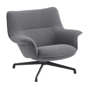Poltrona in tessuto grigio e base girevole in acciaio nero antracite Doze - Muuto