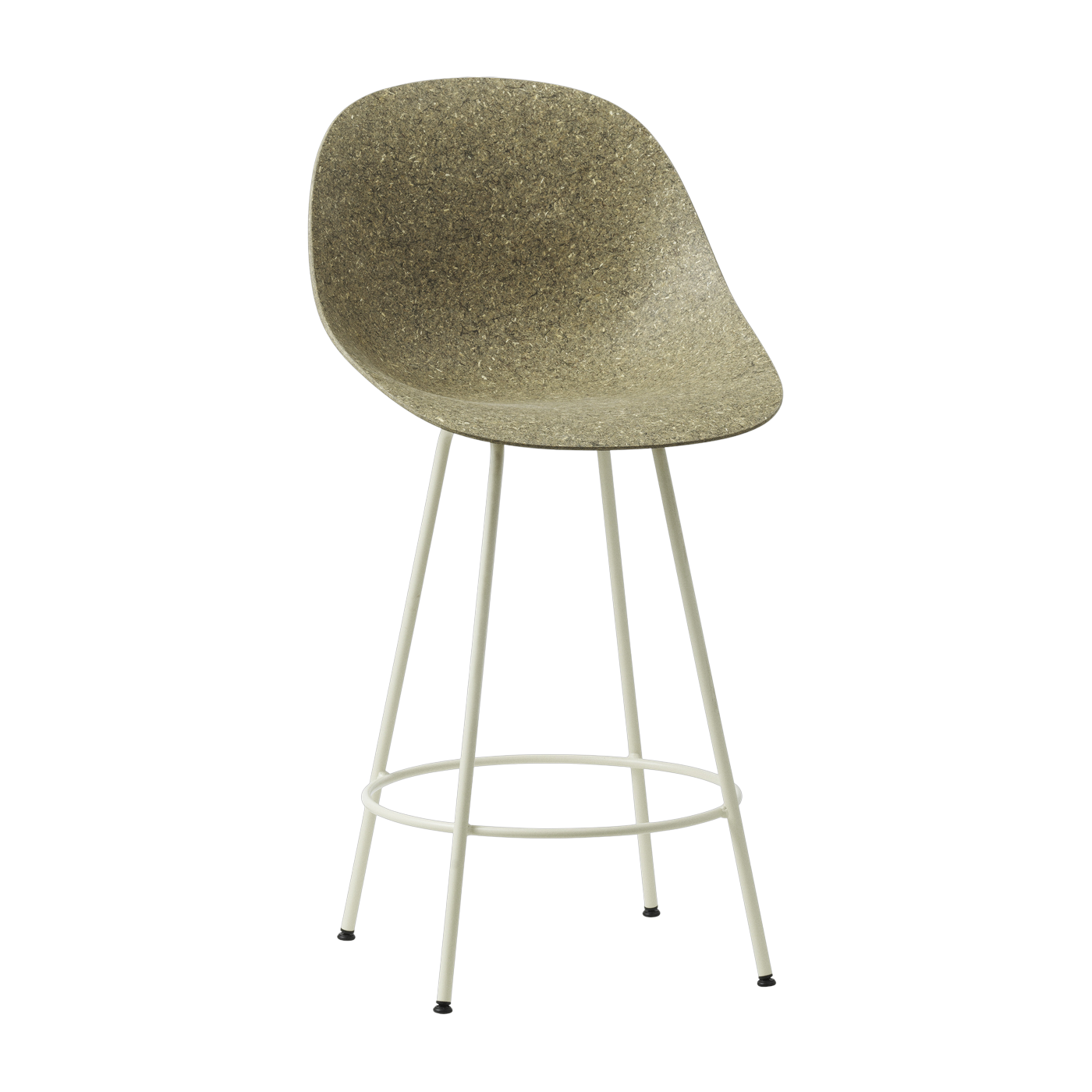 Silla de bar reciclable de algas en acero crema 65cm Mat - Normann Copenhagen