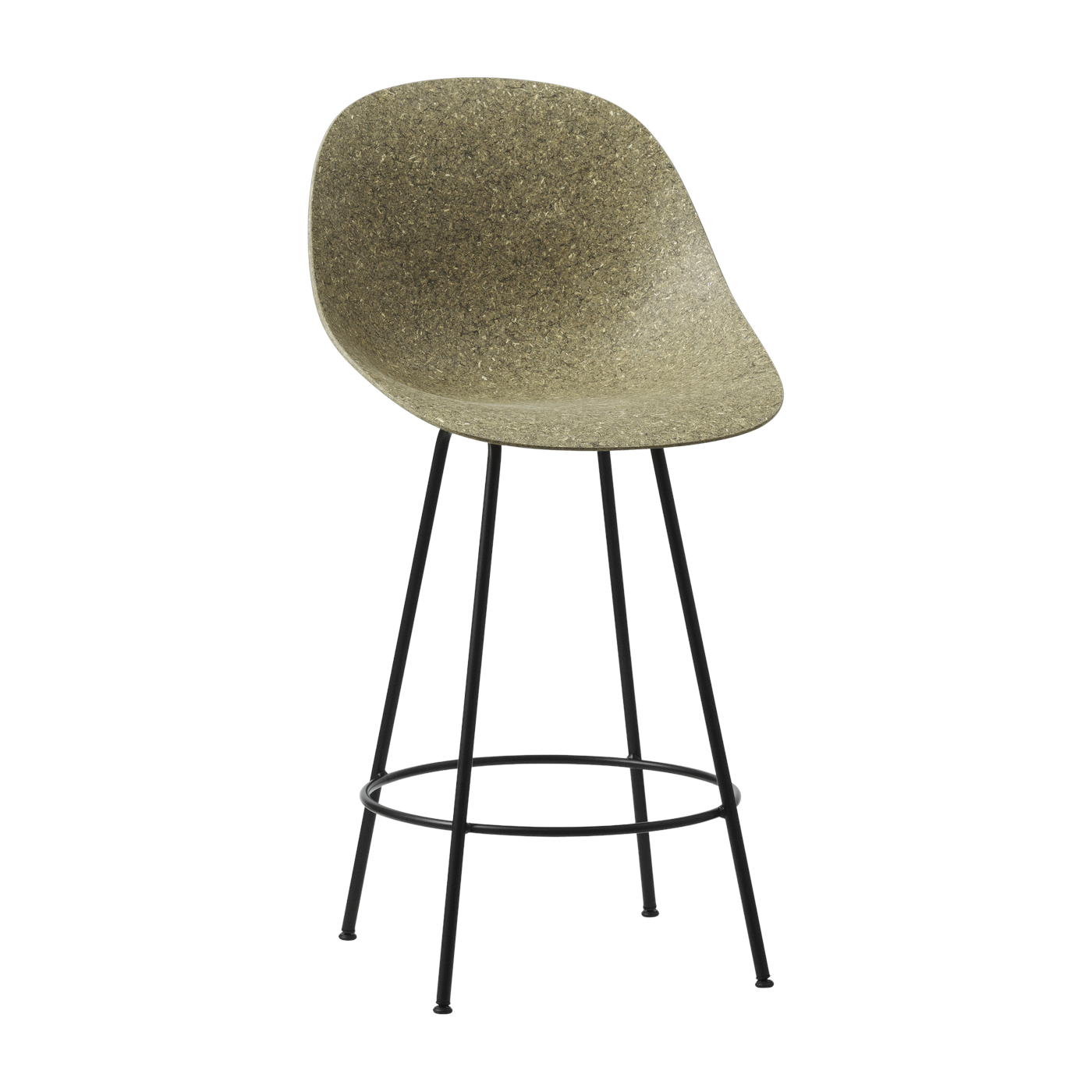 Silla de bar reciclable de algas y acero negro 65cm Mat - Normann Copenhagen