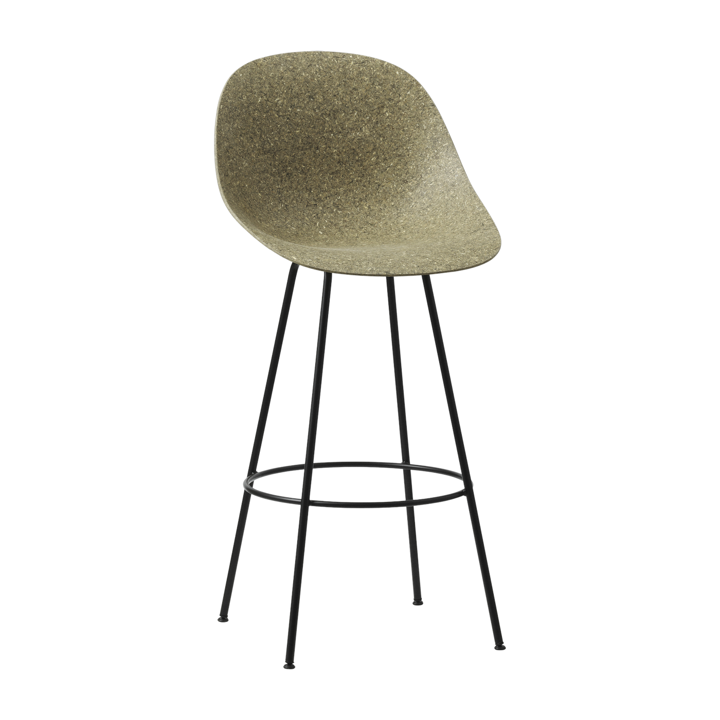 Silla de bar reciclable de algas y acero negro 75cm Mat - Normann Copenhagen
