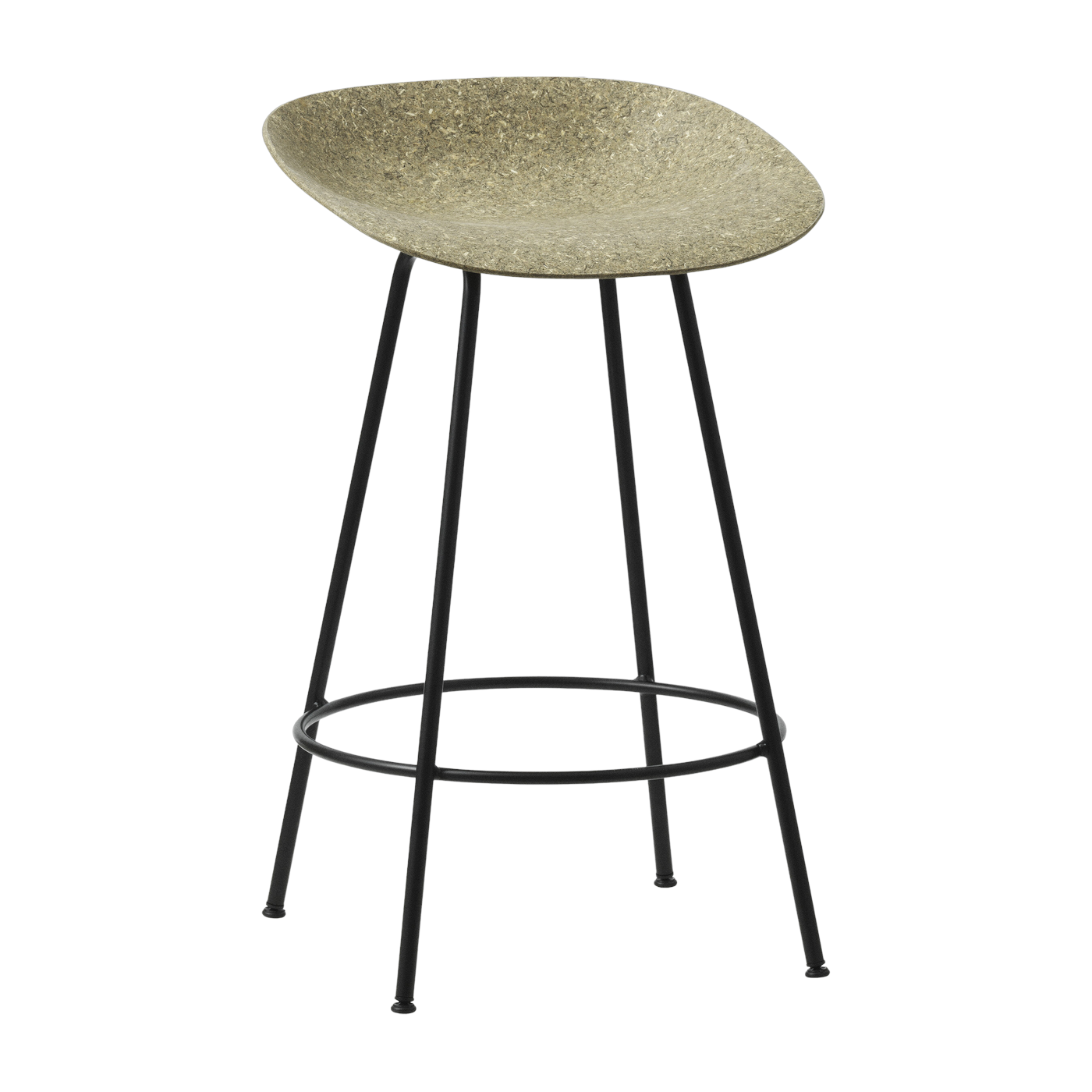 Taburete de bar reciclable de algas y acero negro 65cm Mat - Normann Copenhagen