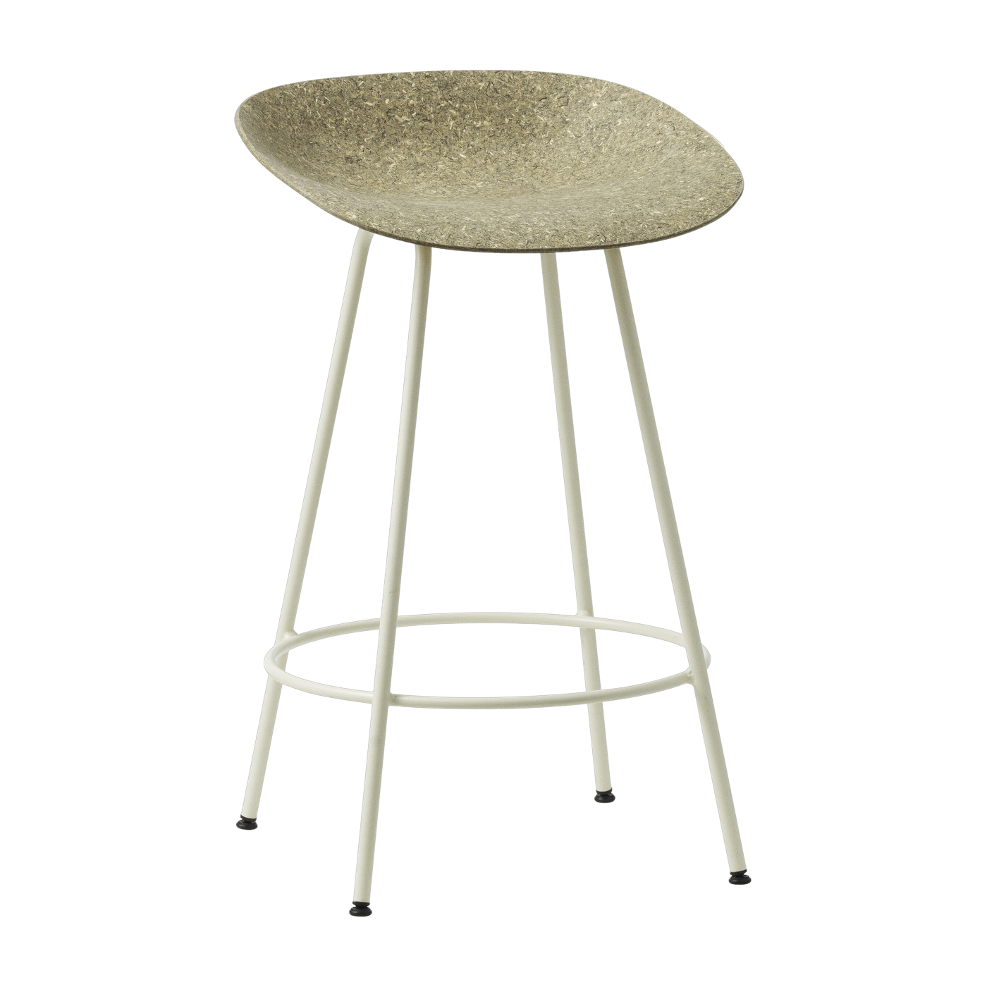 Taburete de bar reciclable de alga y acero crema 65cm Mat - Normann Copenhagen