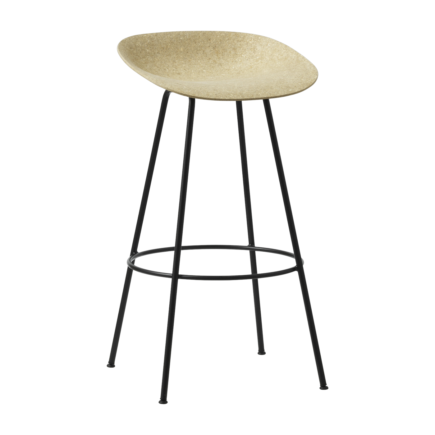Taburete de bar reciclable de cáñamo y acero negro 75cm Mat - Normann Copenhagen