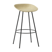 Sgabello da bar riciclabile in canapa e acciaio nero da 75 cm Mat - Normann Copenhagen