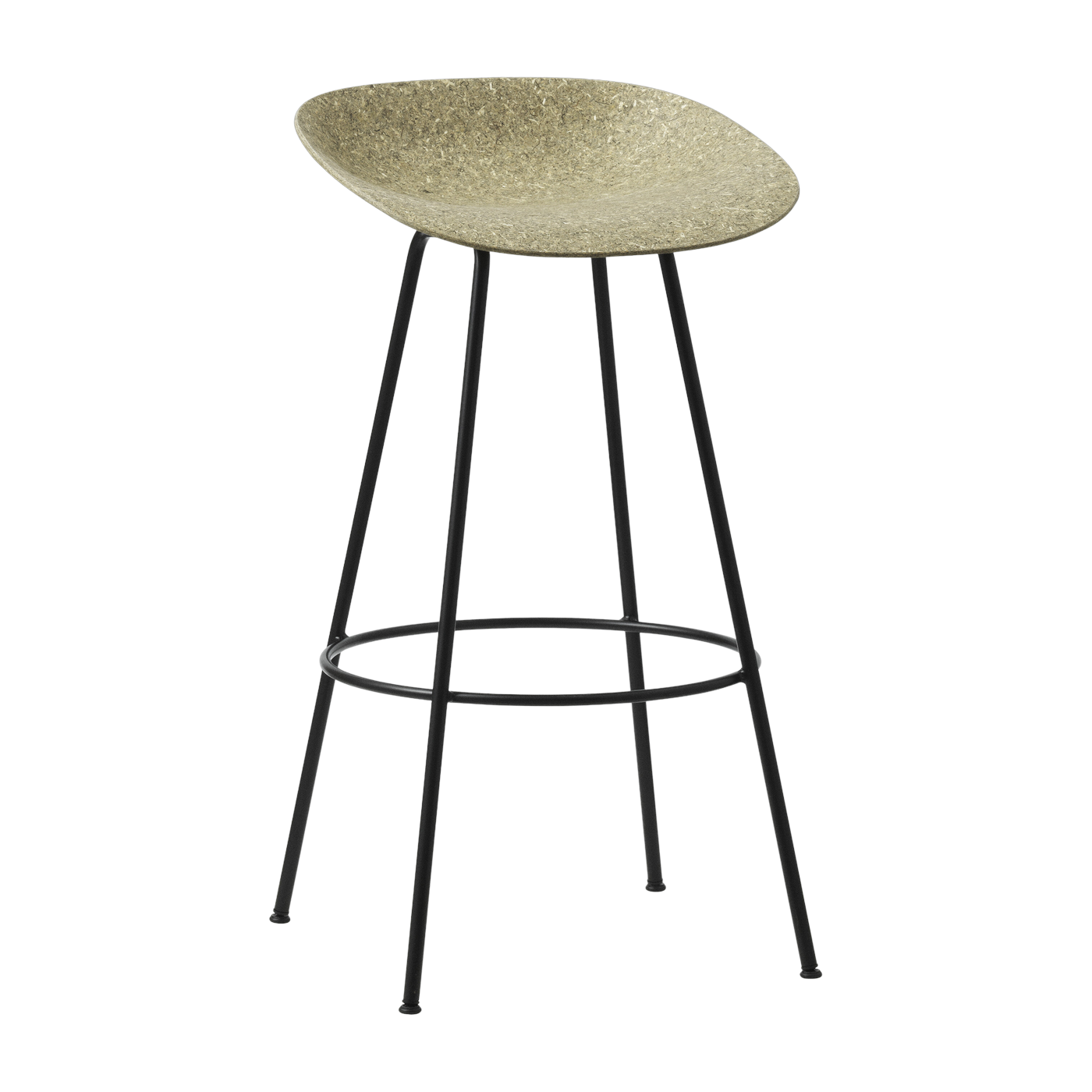 Taburete de bar reciclable de algas y acero negro 75cm Mat - Normann Copenhagen
