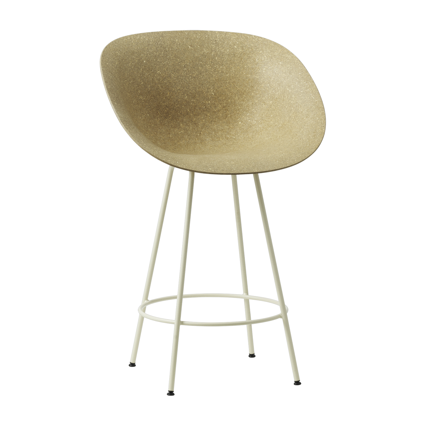Silla de bar con reposabrazos de cáñamo reciclable en acero crema 65cm Mat - Normann Copenhagen