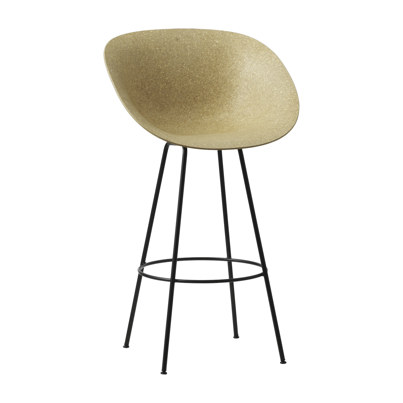 Mat Silla de bar con reposabrazos reciclables en cáñamo y acero negro 65cm - Normann Copenhagen