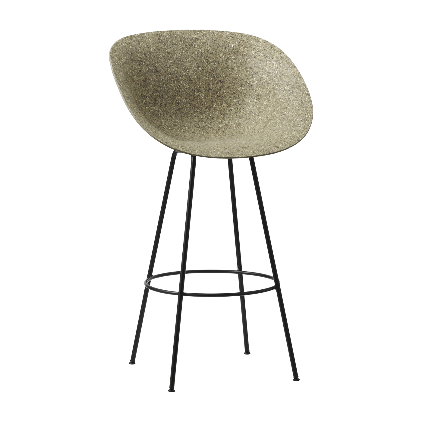 Silla de bar con reposabrazos de algas reciclables de acero negro 65cm Mat - Normann Copenhagen