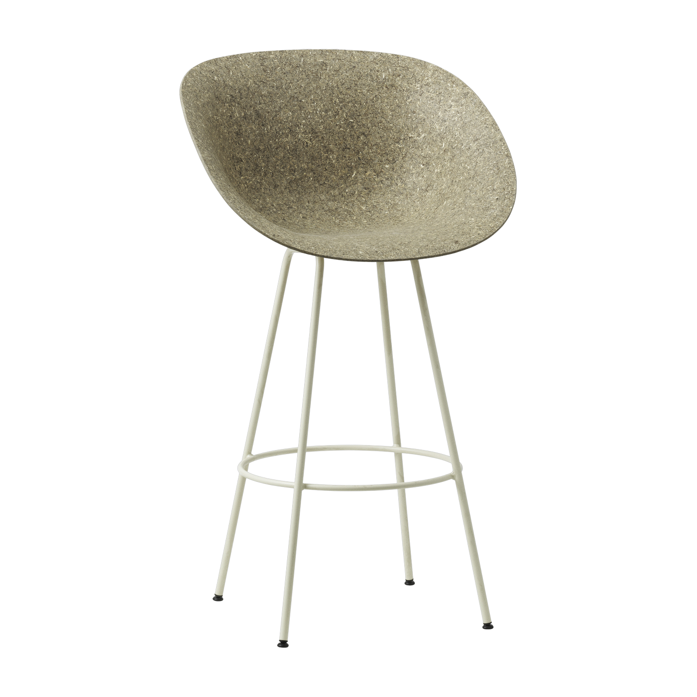 Silla de bar con reposabrazos reciclables de algas y acero crema 75cm Mat - Normann Copenhagen