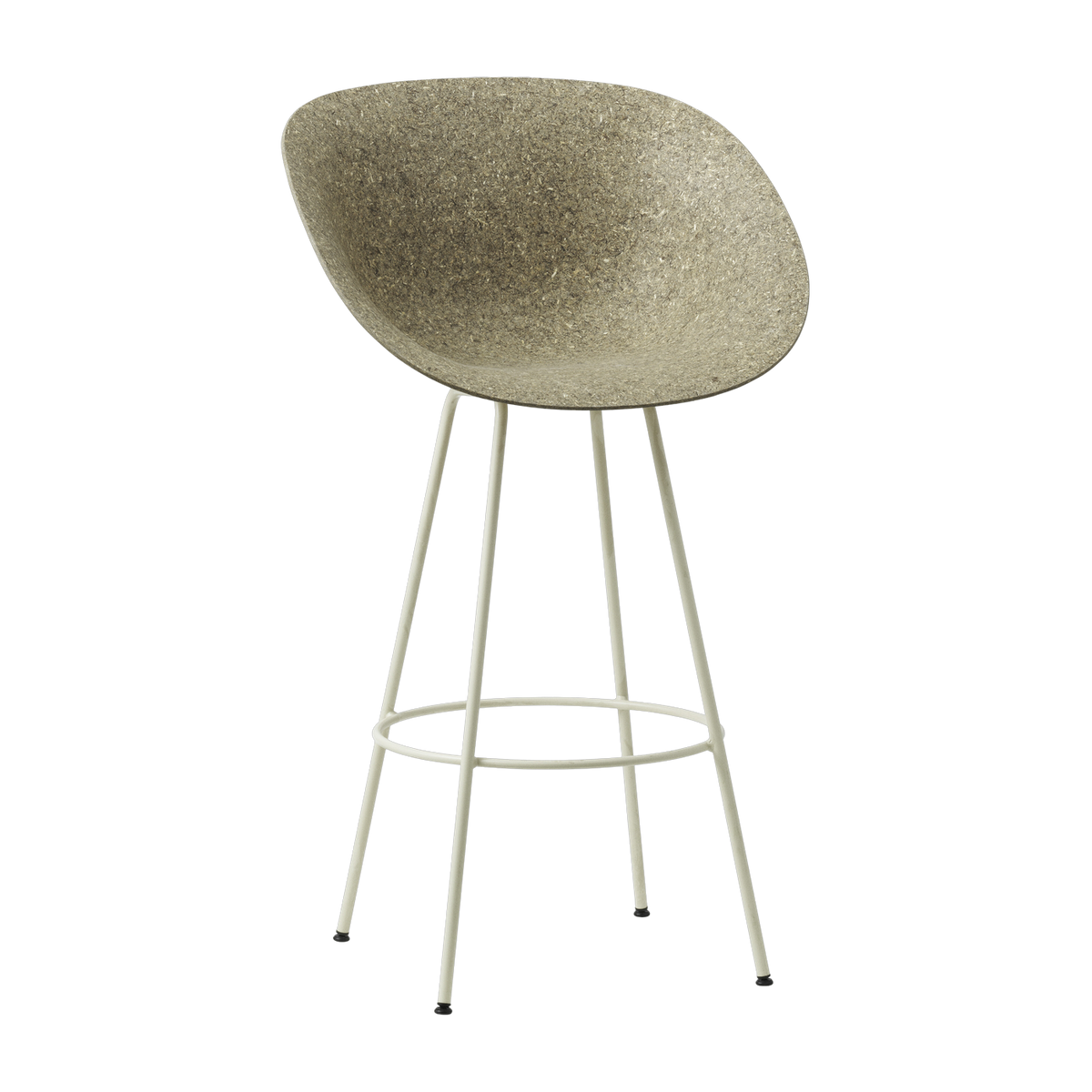 Silla de bar con reposabrazos reciclables de algas y acero crema 65cm Mat - Normann Copenhagen