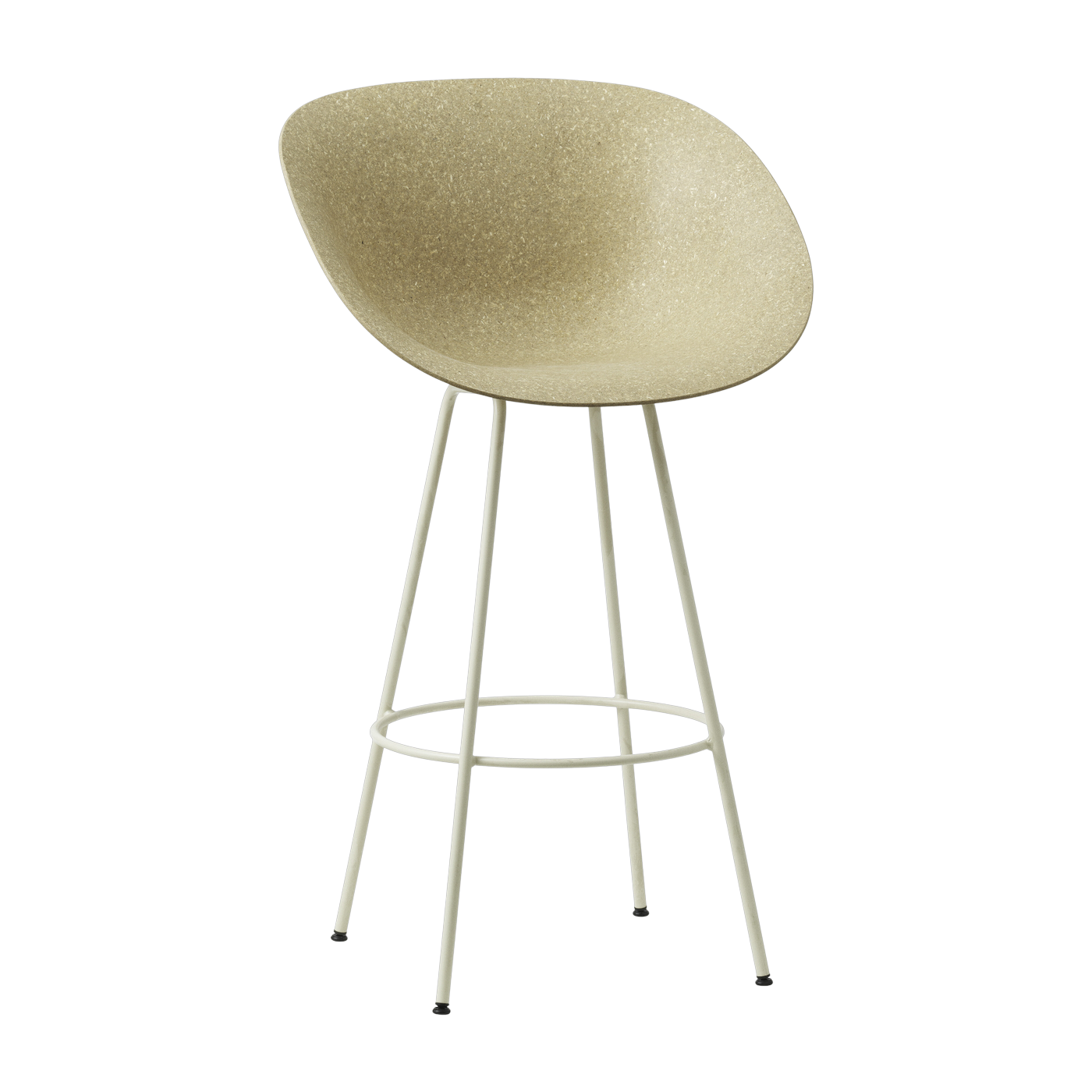 Mat Silla de bar con reposabrazos reciclables en cáñamo y acero crema 75cm - Normann Copenhagen