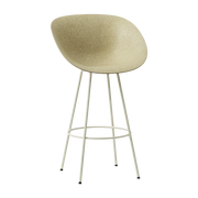 Mat Sedia da bar con braccioli riciclabili in canapa e acciaio color crema 75 cm - Normann Copenhagen