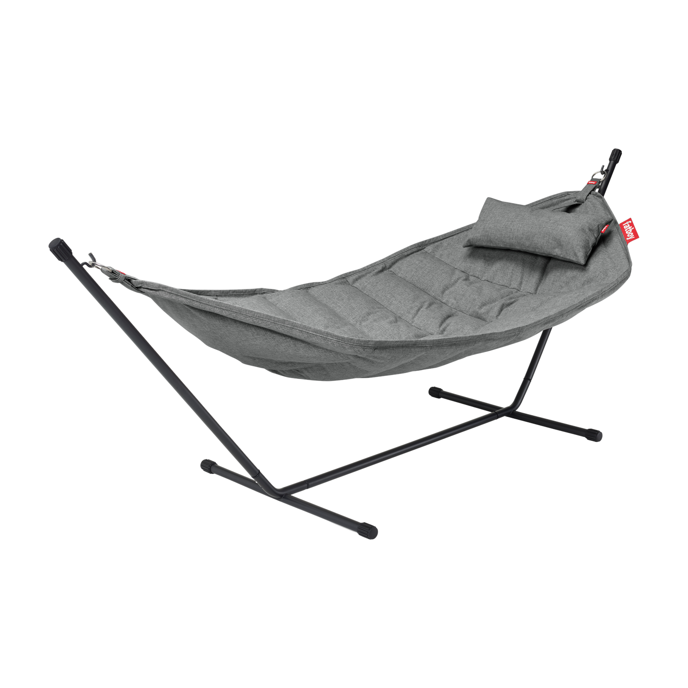rock Deluxe Hamaca de acero negro y tela gris con cojín 270x138x110cm Headdemock Superb - Fatboy