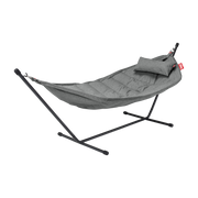 rock Deluxe Amaca in acciaio nero e tessuto grigio con cuscino 270x138x110cm Headdemock Superb - Fatboy