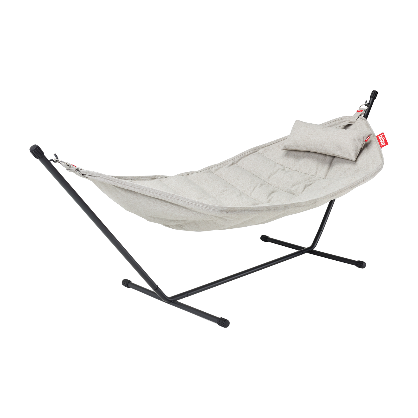 mist Deluxe Hamaca de acero negro y tela gris con cojín 270x138x110cm Headdemock Superb - Fatboy