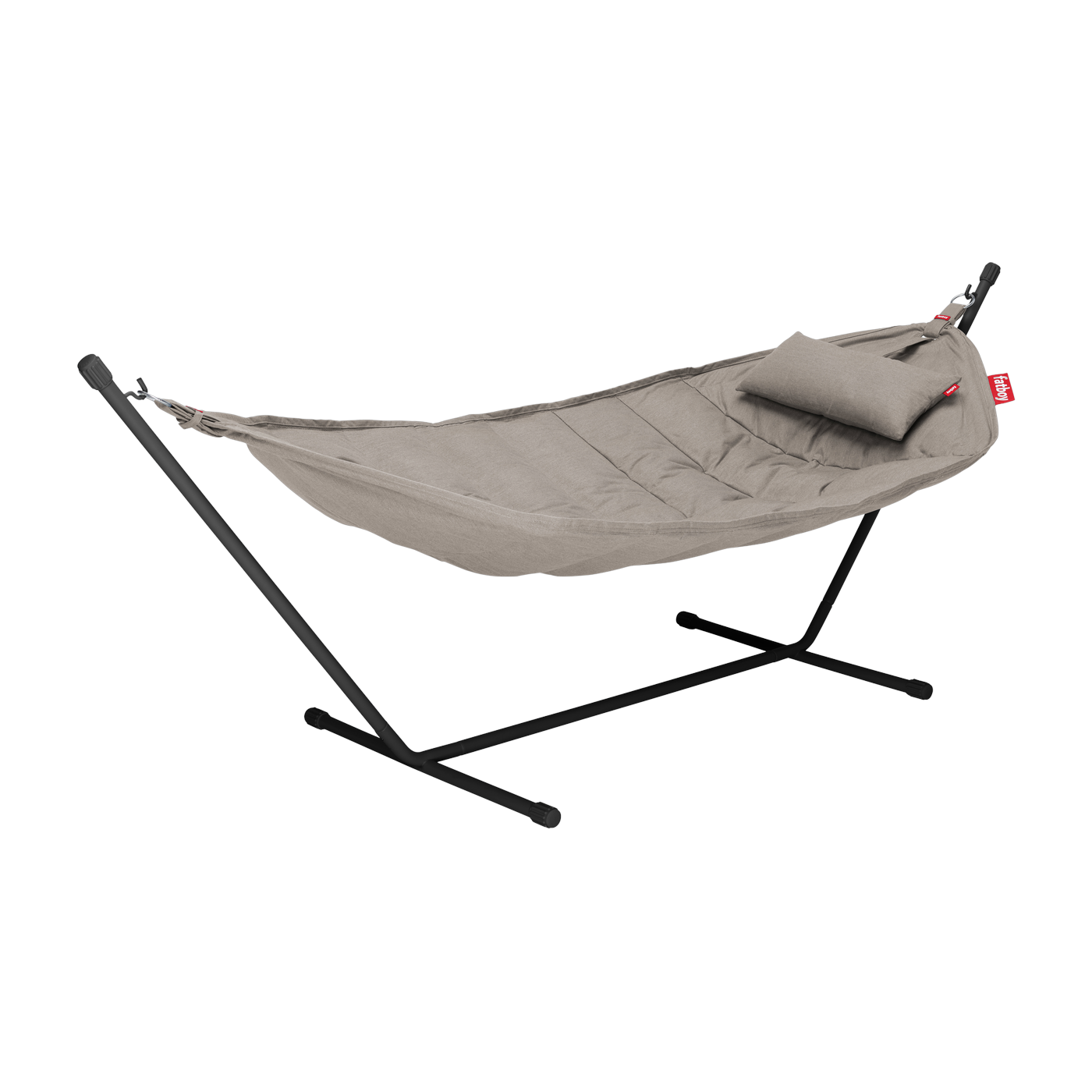Deluxe Hamaca de acero negro y tela gris topo con cojín 270x138x110cm Headdemock Superb - Fatboy