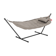 Deluxe Amaca in acciaio nero e tessuto grigio taupe con cuscino 270x138x110cm Headdemock Superb - Fatboy