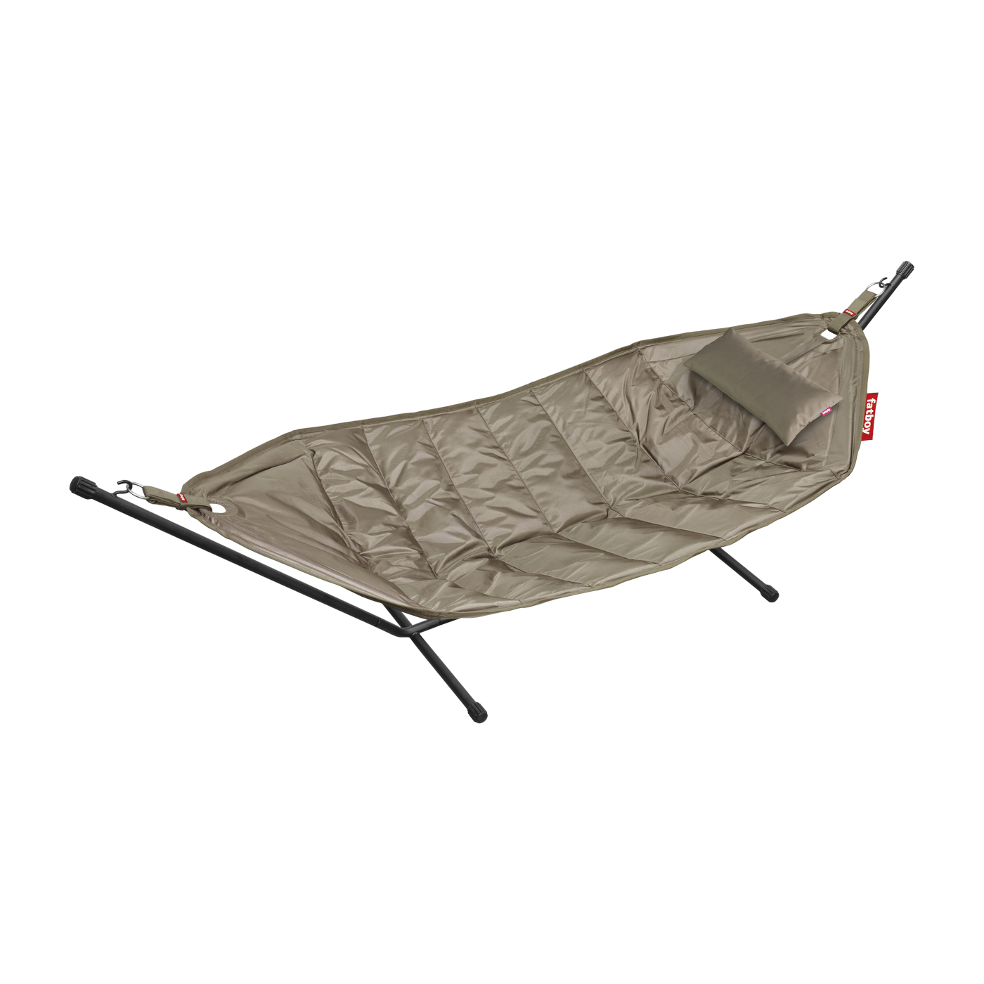 Deluxe Hamaca de acero negro y tela gris topo con cojín 270x138x110cm Headdemock - Fatboy