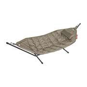 Deluxe Amaca in acciaio nero e tessuto grigio taupe con cuscino 270x138x110cm Headdemock - Fatboy