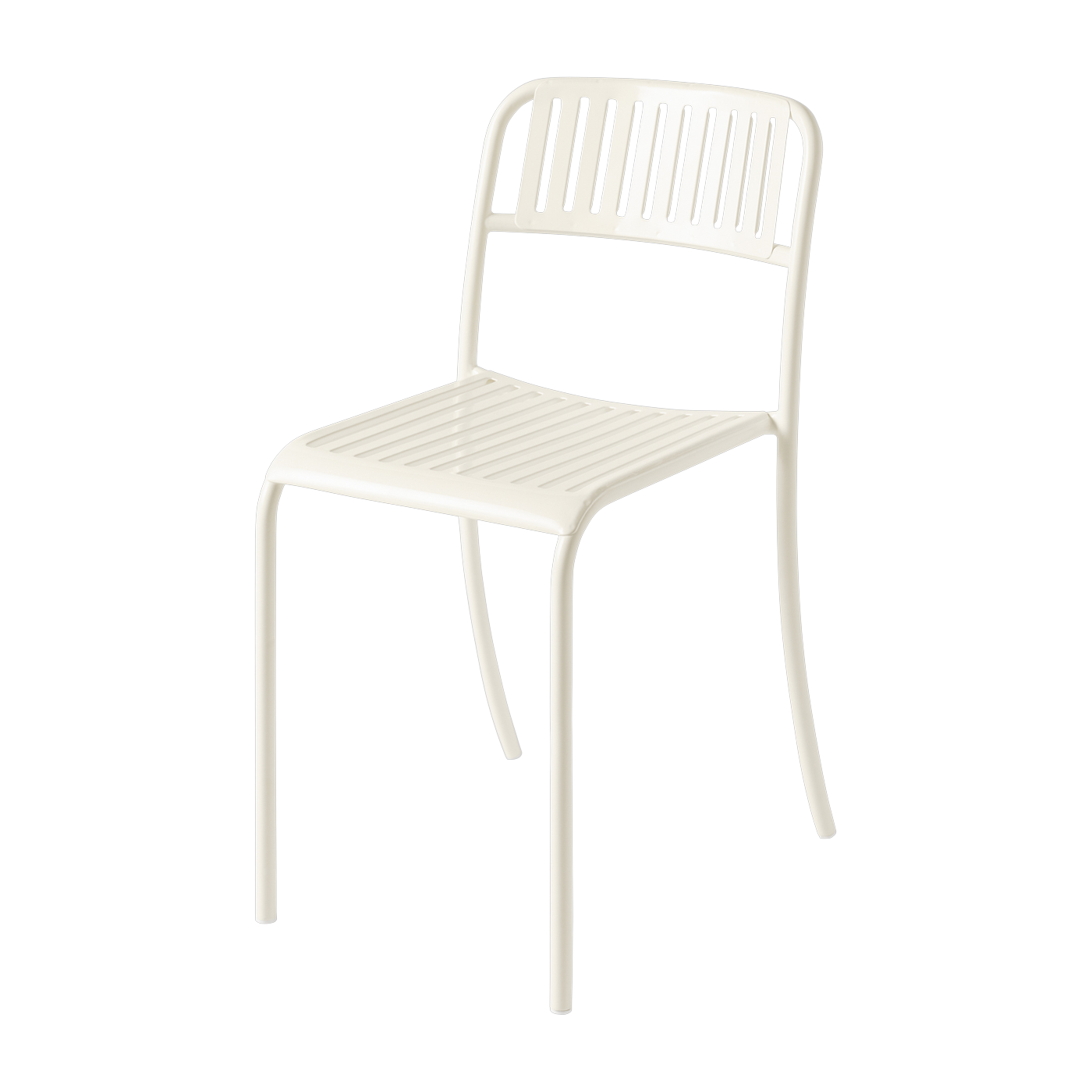 Chaise de jardin à lames en acier inoxydable blanc perlé Patio - Tolix