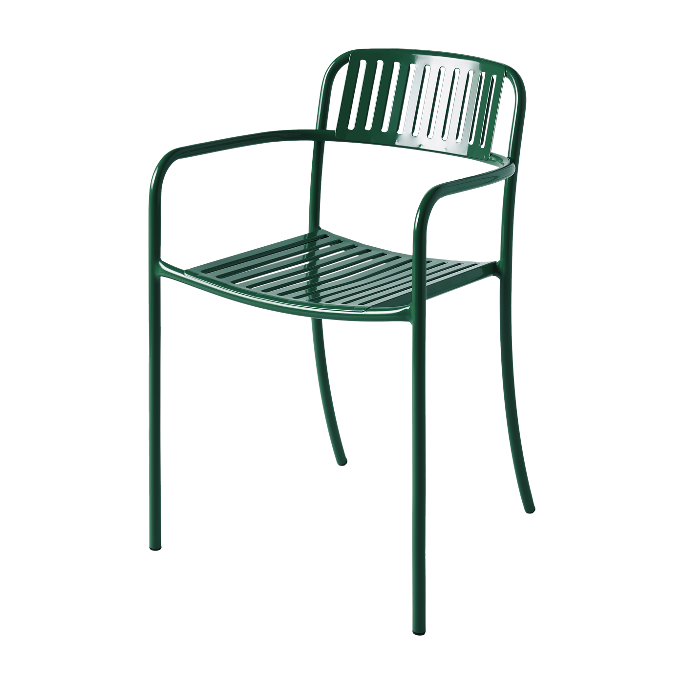 Chaise de jardin avec accoudoirs à lames en acier inoxydable vert mousse Patio - Tolix