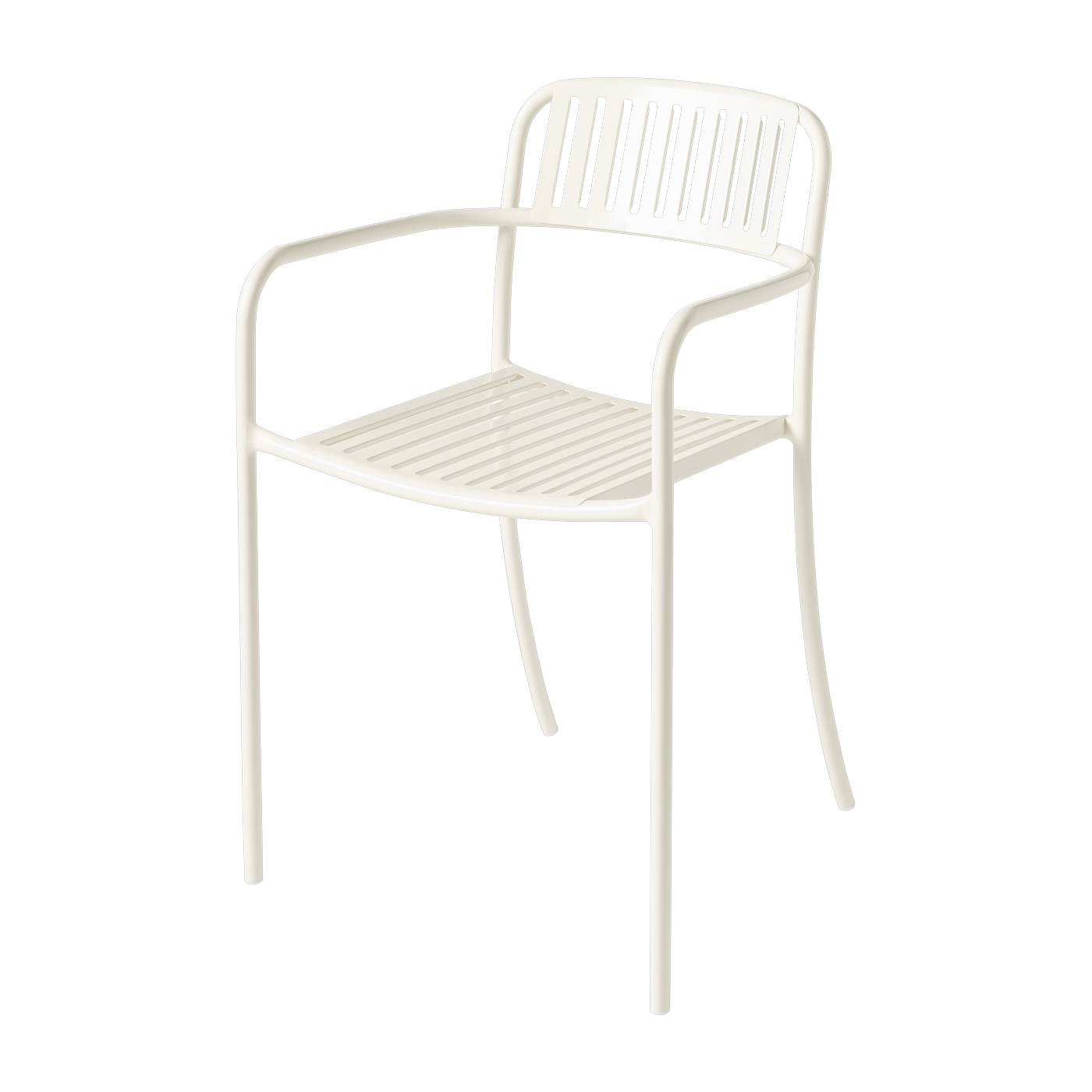 Chaise de jardin avec accoudoirs à lames en acier inoxydable blanc perlé Patio - Tolix