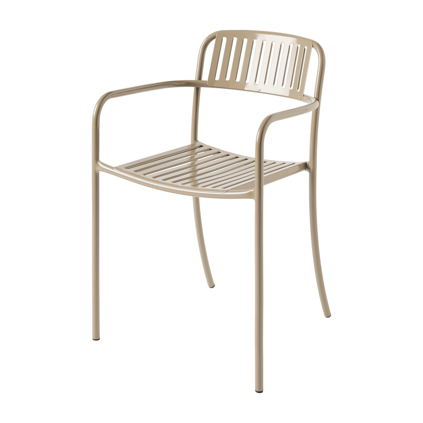 Chaise de jardin avec accoudoirs à lames en acier inoxydable beige gris Patio - Tolix