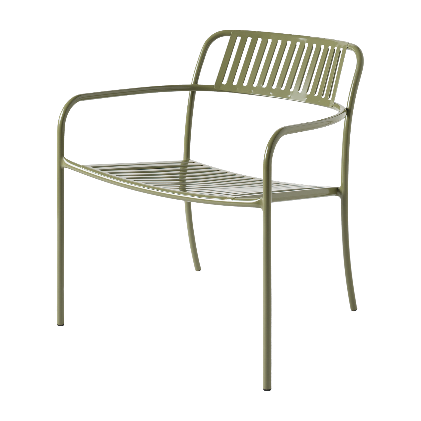 Fauteuil de jardin avec accoudoirs à lames en acier inoxydable vert jonc Patio - Tolix