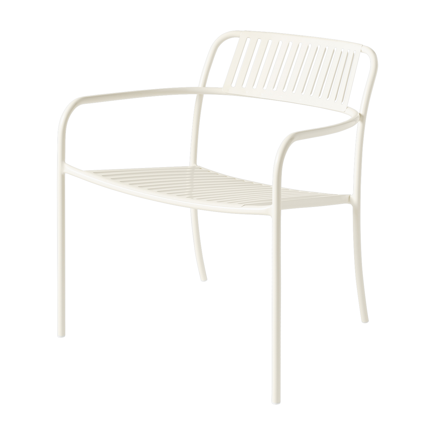Fauteuil de jardin avec accoudoirs à lames en acier inoxydable blanc perlé Patio - Tolix